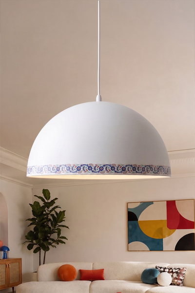 Marrien Luna Tile Tekli Beyaz Metal Sarkıt (30 cm) Salon, Mutfak & Cafe için ...