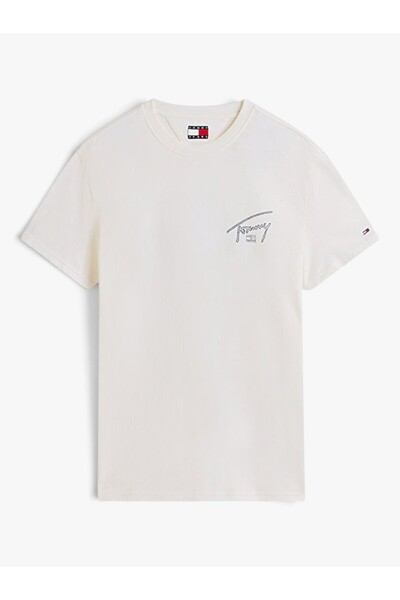 Tommy Hilfiger TJM Normal Kesim İmzalı Sırt Baskılı Erkek Beyaz T-shirt DM0DM...