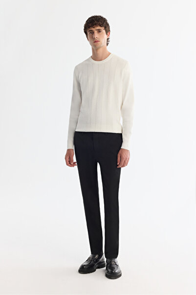 Avva Erkek Siyah Yandan Cepli Dokulu Bi-Stretch Slim Fit Pantolon A42Y3211