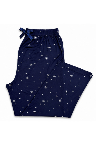 Made By me PATTERNED-BLACK-DARK BLUE Large Size Pajama Bottoms Modal Fabric M...
