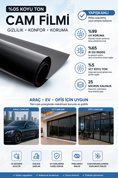 DARK PLUS 0% Black Dark Tone Window Film (50 cm X 2 Meters) Home - Car - Balcony