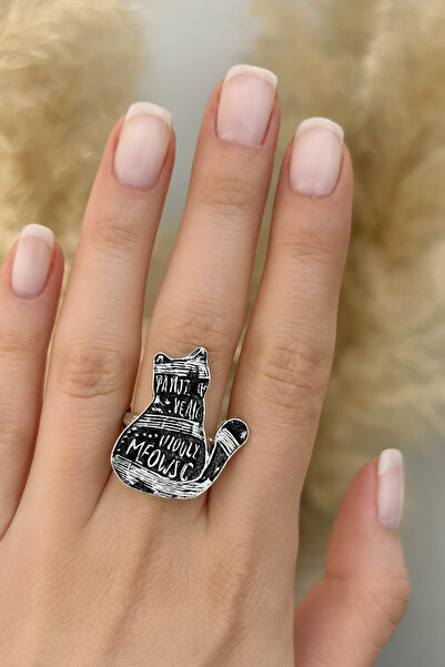 Herşey Nota Black Cat Ring with Musical Note Figure – Symbol of Music, Elegan...