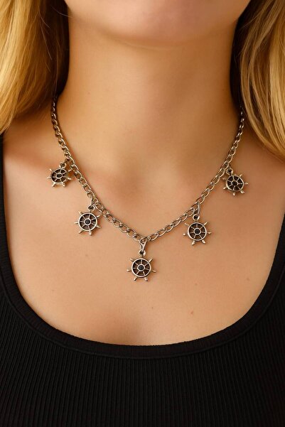 Herşey Nota Rudder Figured Women's Necklace – Elegant Design with Nautical Th...
