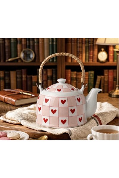 ALEV EMAYE Love Series Porcelain Straw Handle Herbal Tea Teapot - 1 Liter