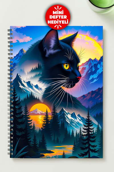BLACKONECLASS Cute Cat Themed A5 Metal Spiral Unlined Cardboard Cover Cute Ca...