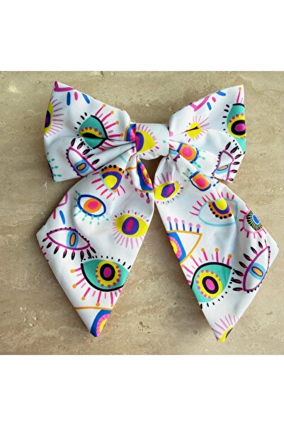 Nes Eye Patterned Colorful White Bow Buckle