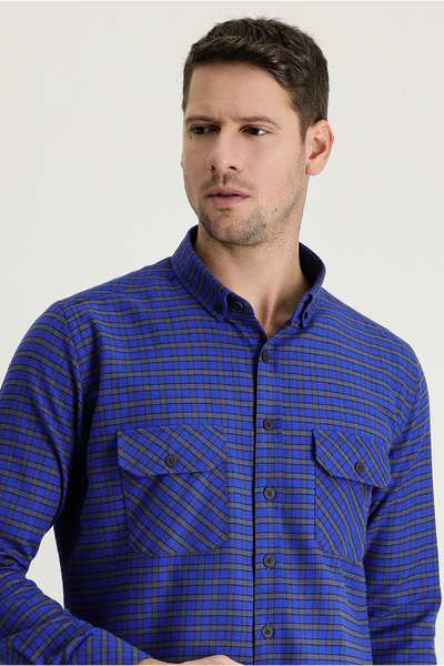 Kiğılı Μακρυμάνικο Slim Fit Slim Fit καρό σακάκι Ξυλοκόπος