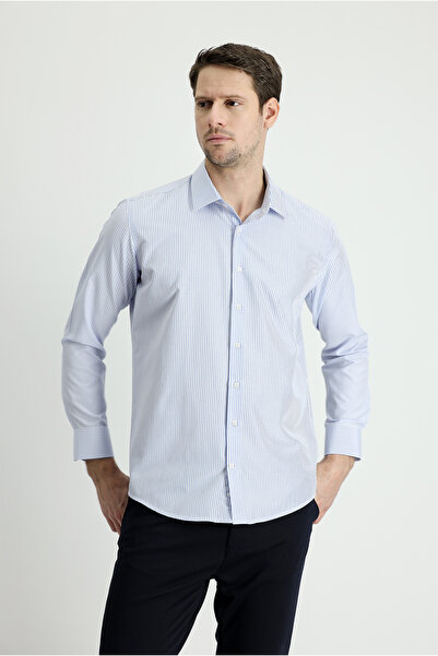 Kiğılı Long Sleeve Slim Fit Slim Fit Striped Cotton Shirt