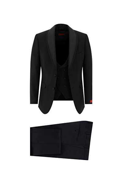 Kiğılı 7 Drop Slim Fit Dar Kesim Şal Yaka Yelekli Smokin & Damatlık