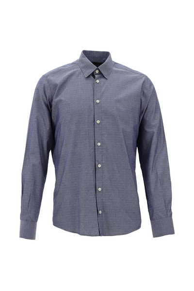 Abdullah Kiğılı Long Sleeve Slim Fit Slim Fit Classic Patterned Cotton Shirt