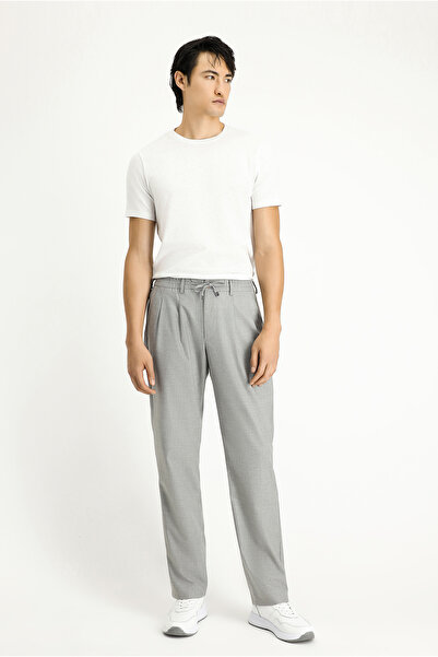 Kiğılı Regular Fit Standard Cut Elastic Waist Drawstring Pleated Trousers