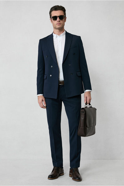Kiğılı 7 Drop Slim Fit Dar Kesim Mevsimlik Kruvaze Takım Elbise