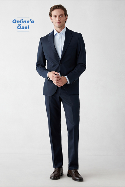 Kiğılı 7 Drop Slim Fit Dar Kesim Mono Yaka Likralı Düz Takım Elbise