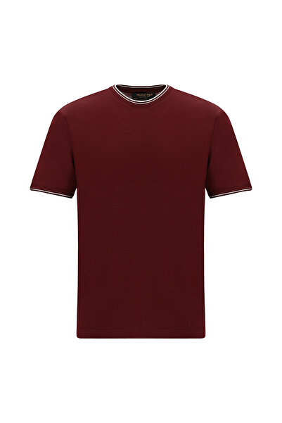 Abdullah Kiğılı Bisiklet Yaka Slim Fit Dar Kesim Desenli Merserize Pamuk T-shirt