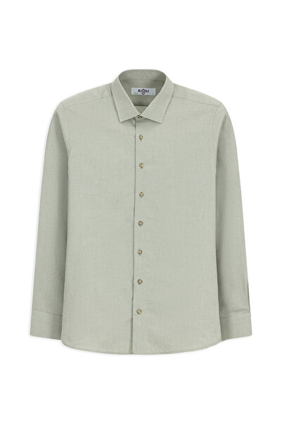 Kiğılı Long Sleeve Slim Fit Patterned Cotton Shirt