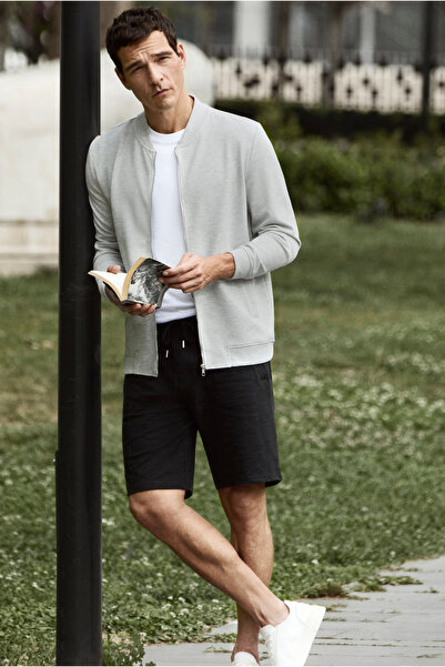Kiğılı Beli İpli Örme Diz Boy Pamuk Spor Sweat Şort