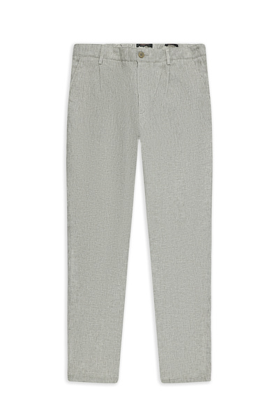 Abdullah Kiğılı Regular Fit Standard Cut Pleated Linen Canvas / Chino Trousers
