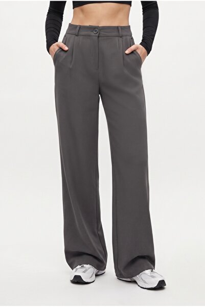 Ritnice Lycra Series Flexible Anthracite Palazzo Trousers with Elastic Waist