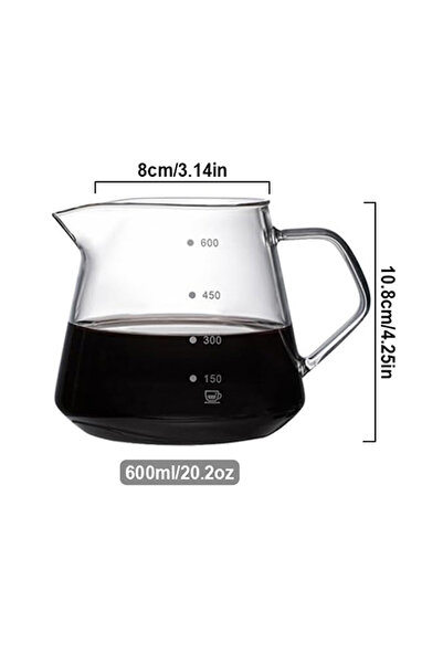 Choice1 600ml Clear Glass Coffee Server with Handle For Pour Over Coffee & Te...