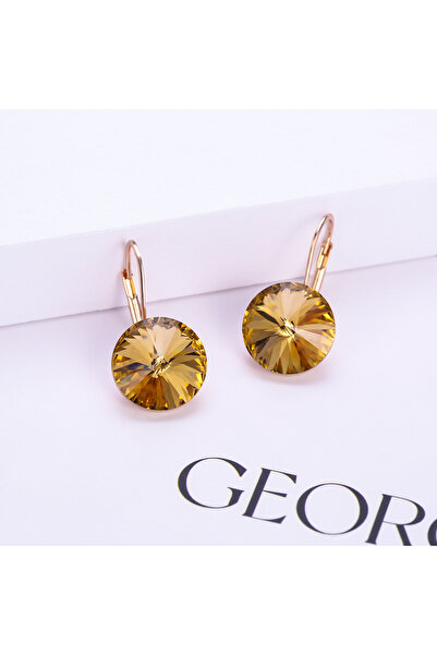 Choice8 Golden Yellow Round Sparkling Crystal Earrings for Women, Hypoallerge...