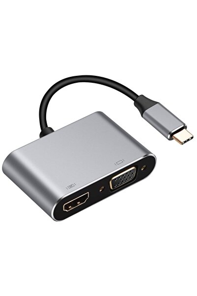 Go İthalat 4 in 1 Type-C to Hub Converter Adapter 4K HDMI Vga