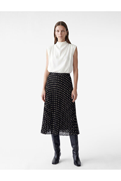 Koton Normal Waist Polka Dot Midi Pleated Chiffon Skirt