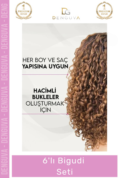 Denguva # Bigudiseti Heatless Hair Styler Volumizing Wavy Natural Curl Maker Plastic 6-Piece Bigudi Set