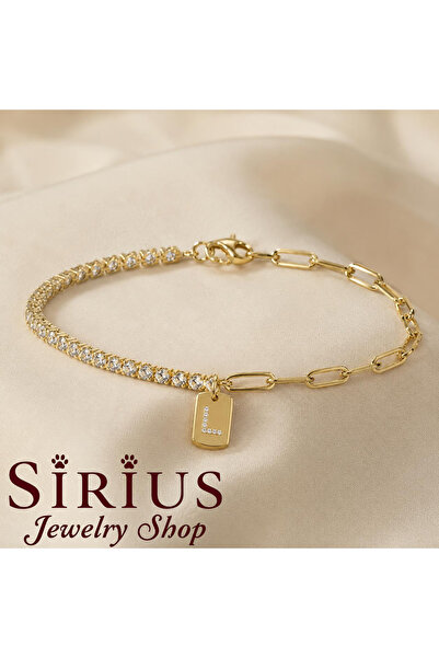 sirius jewelry 925 Gümüş | Suyolu Zincirli Harf Bileklik