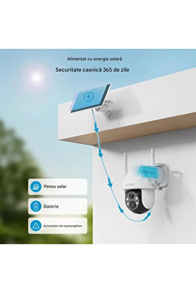 ie Geek Cameră de supraveghere wi-fi solară pentru exterior ieGeek 2K 3MP PTZ HD rotativa 360° night vision