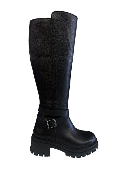 Castle Black Yldz-52675-1 Women's Genuine Leather Long Boots Black