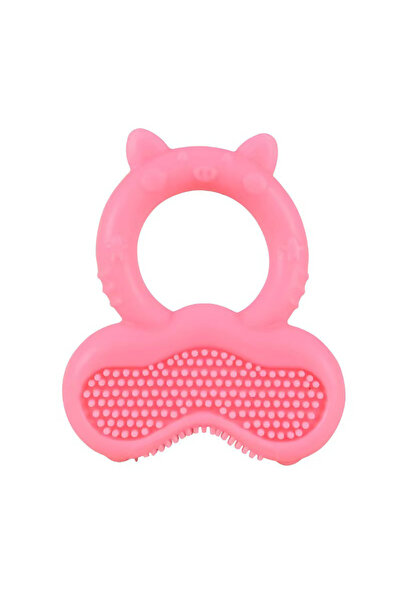 Choice Pink 1pc Baby Teether Ring, Silicone Teething Chew Toy, Cute Animal Sh...