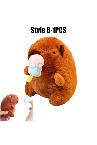 Choice Style B-1PCS Cute 12cm Plush Capybara Keychain Snot Pulling Charm Cart...