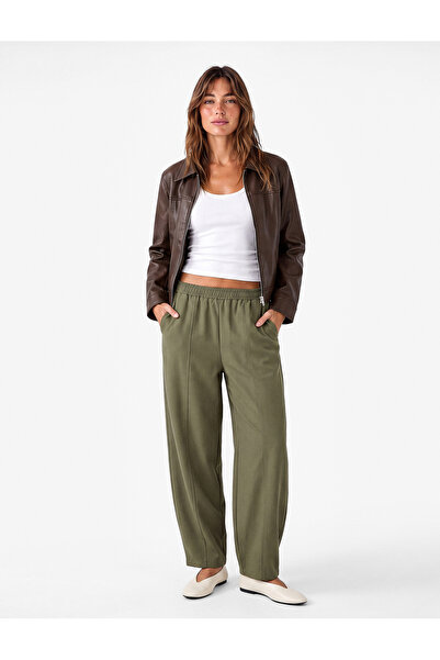 Koton Barrel Fit Balloon Pants with Elastic Waist and Side Pockets