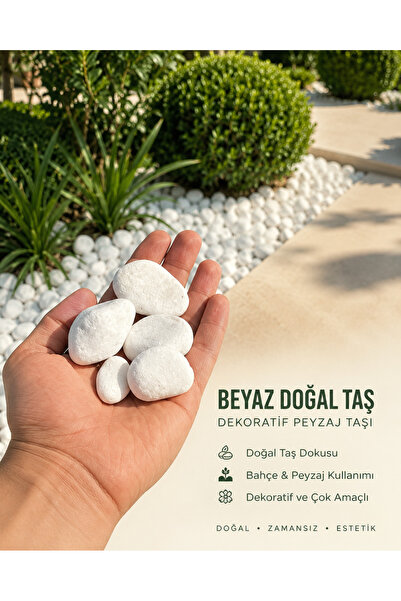 Genel Markalar Beyaz Dolomit Taş 20 Kg 2-4 Cm Bahçe Taşı Dekoratif Taş Dere Taşı