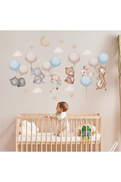 Choice LM93241 Cartoon Animal Balloon Wall Stickers With Movable Stickers For...