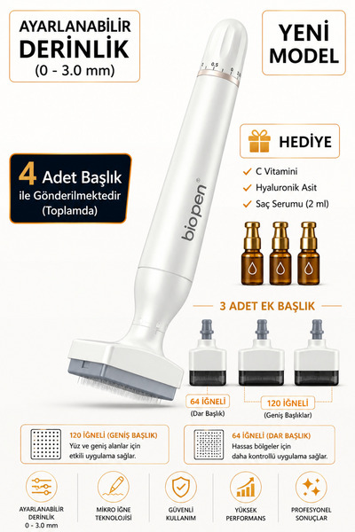 DeepSurge Değiştirilebilir Başlık Ayarlanabilir Titanyum Mikro İğne 0.25-3 mm...