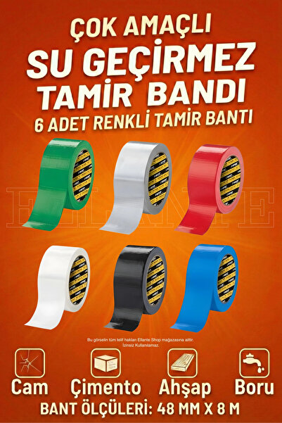 Suya Dayanıklı Tamir Bandı Çadır Bant 48x8 Mt Yüksek Kalite Bant 6 Adet
