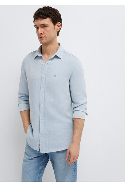 Mavi Mühür Logo Nakışlı Gömlek Slim Fit / Dar Kesim 0211899-86659
