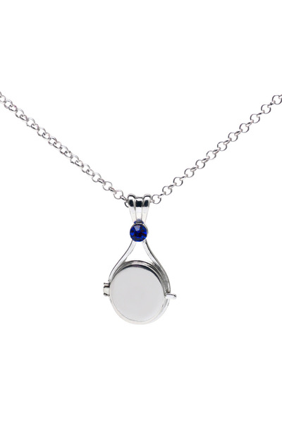 Choice BLUE DIAMOND Mermaid Locket Necklace Silver Stainless Steel H2O Medall...