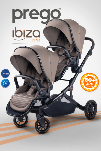 Prego İbiza Pro İkiz Bebek Arabası UV Tenteli -Yağmurluk-Ayak Örtüsü- YENİ SERİ