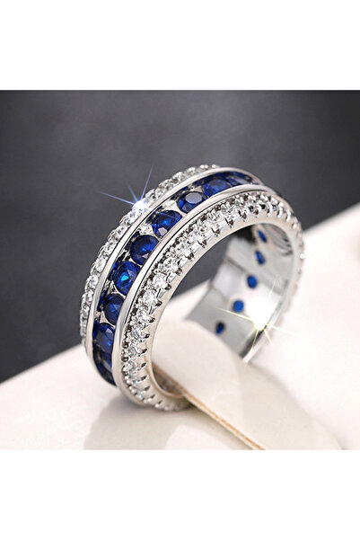 Choice4 10 T0789 Huian Eternity Promise Rings Full Blue CZ Luxury Trendy Acce...