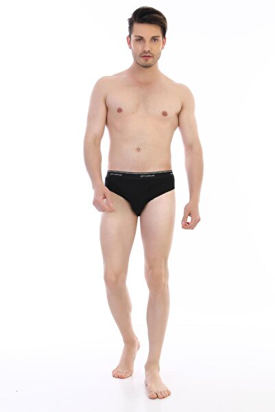 Çift Kaplan Erkek Ribana Klasik Siyah Slip 870