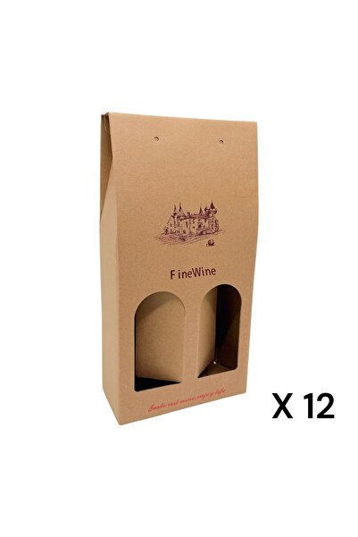 AFO Σετ 12 χάρτινων κουτιών για μπουκάλια με δύο παράθυρα, για εκλεκτό κόκκιν...