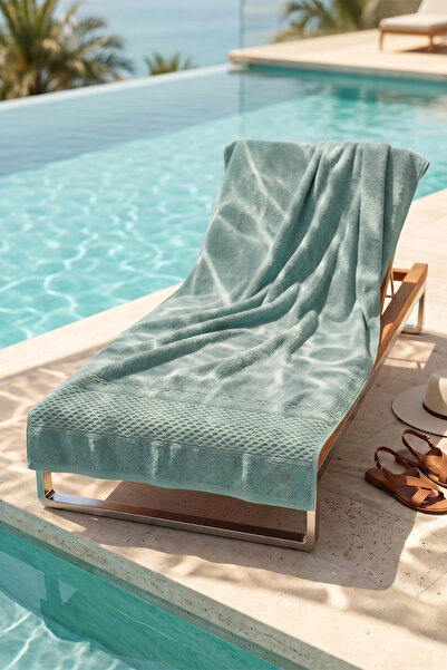 REMSA Памучна плажна кърпа за море и басейн 03 Зелена