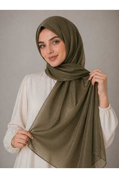 ŞALSERA Haki,Yoryo Saten Şifon Şal, 75 x 180 cm