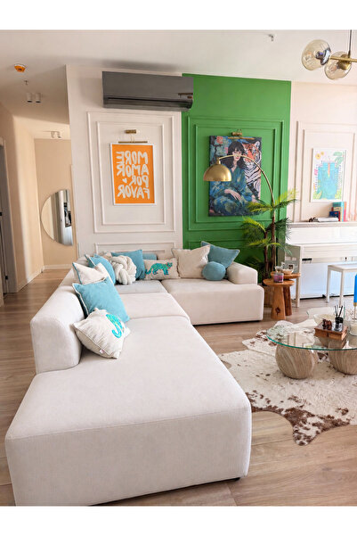 S Home Design Concept Molly 4 Modül Köşe Koltuk Dinlenme Puflu Yönsüz Kadife,...