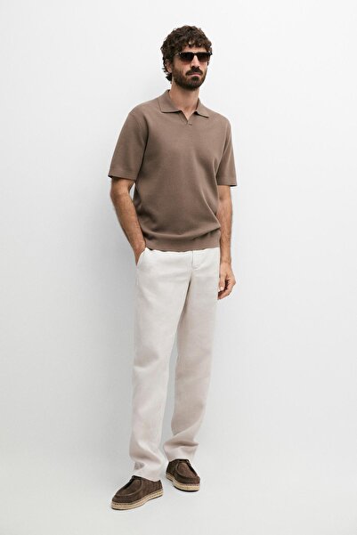 Massimo Dutti Pamuklu akışkan triko polo yaka t-shirt