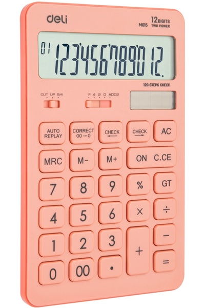 Deli Calculator de birou roz pastel cu 12 cifre