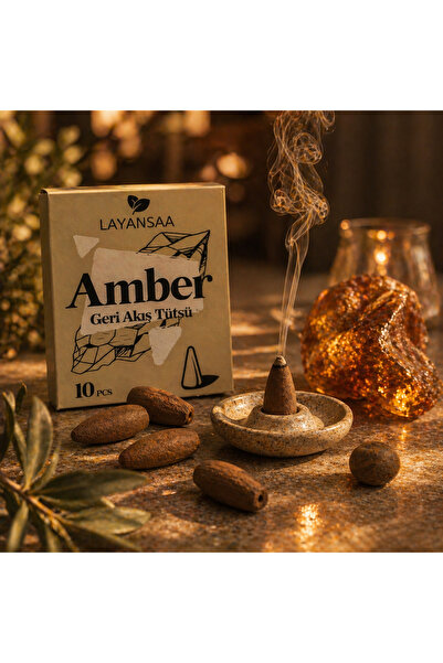 ORANGE CONCEPT Amber Kokulu Şelale Tütsü 10 Adet - Backflow Konik Tütsü - Med...