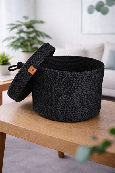 Bikaya Home Πλεκτό καλάθι με καπάκι |   Διακοσμητικό κουτί αποθήκευσης πολλαπ...